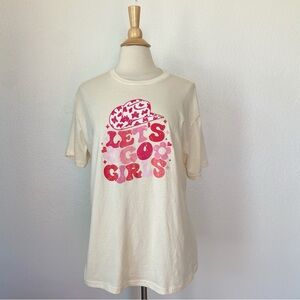 Let’s Go Girls Western Nashville Cream & Pink Short Sleeve Crew Neck T-Shirt